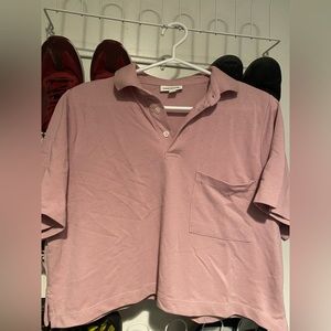Dusty pink crop polo shirt